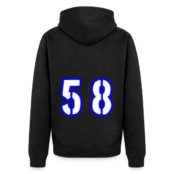 58 Zahl Symbol - Unisex Premium Bio Zip Hoodie - Schwarz - Hinten - Nico (187cm)