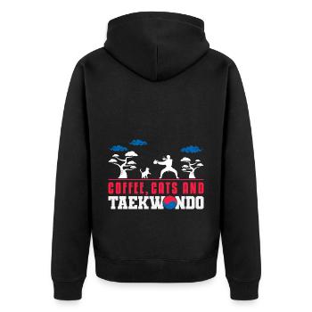 TKD Korean Martial Arts Tae Kwon - Unisex Premium Bio Zip Hoodie - Schwarz - Hinten - Nico (187cm)