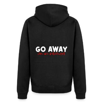Go Away I'm An Introvert 2 - Unisex Premium Bio Zip Hoodie - Schwarz - Hinten - Nico (187cm)