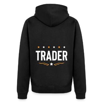 Trader Beruf - Unisex Premium Bio Zip Hoodie - Schwarz - Hinten - Nico (187cm)