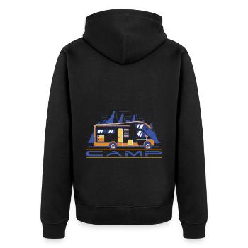 Camping Wohnmobil Vintage im Wohnwagen Caravan - Unisex Premium Bio Zip Hoodie - Schwarz - Hinten - Nico (187cm)