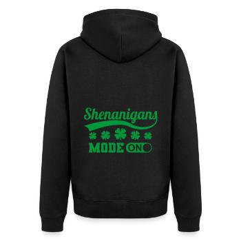 Shenanigans Mode On Happy St Patrick's Day Clover - Unisex Premium Organic Zip Hoodie - black - Back - Nico (187cm)