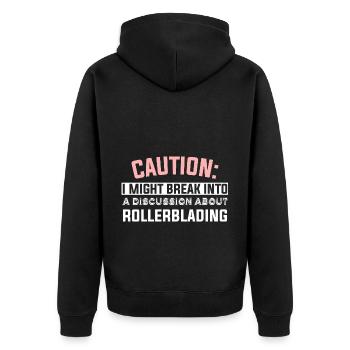 CAUTION: I MIGHT BREAK INTO A DISCUSSION ABOUT RO - Unisex Premium Organic Zip Hoodie - black - Back - Nico (187cm)