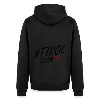 Tyrol 2024 Heart Journey - Unisex Premium Organic Zip Hoodie - black - Back - Nico (187cm)