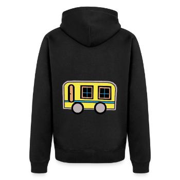 Wohnwagen Wohnmobil Camping Retro 80er - Unisex Premium Bio Zip Hoodie - Schwarz - Hinten - Nico (187cm)