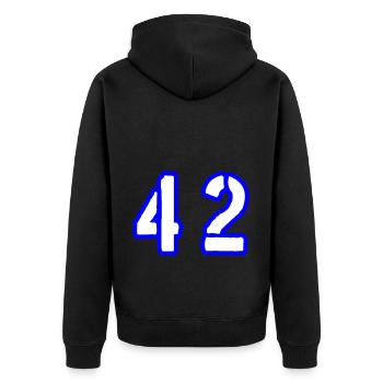 42 Number Symbol - Unisex Premium Organic Zip Hoodie - black - Back - Nico (187cm)