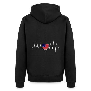 La fréquence américaine - Veste à capuche bio Premium Unisexe - noir - Dos - Nico (187cm)