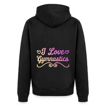 Ich liebe Gymnastik - Unisex Premium Bio Zip Hoodie - Schwarz - Hinten - Nico (187cm)