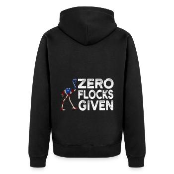Flamingo Lustiges Flamingo Vogel Geschenk - Unisex Premium Bio Zip Hoodie - Schwarz - Hinten - Nico (187cm)