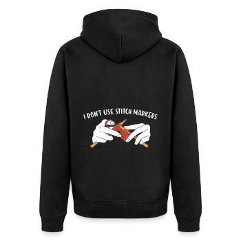 I Don't Use Stitch Markers Knitting - Unisex Premium Organic Zip Hoodie - black - Back - Nico (187cm)
