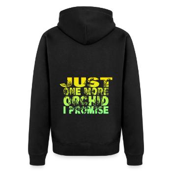 Just One More Orchid i Promise - Unisex Premium Bio Zip Hoodie - Schwarz - Hinten - Nico (187cm)