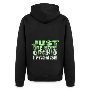Just One More Orchid i Promise - Unisex Premium Bio Zip Hoodie - Schwarz - Hinten - Nico (187cm)