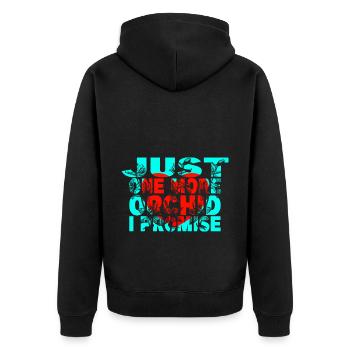 Just One More Orchid i Promise - Unisex Premium Bio Zip Hoodie - Schwarz - Hinten - Nico (187cm)