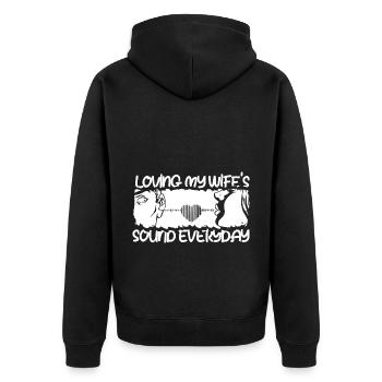 Tontechniker Sound Audio Engineer - Unisex Premium Bio Zip Hoodie - Schwarz - Hinten - Nico (187cm)