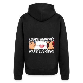 Tontechniker Sound Audio Engineer - Unisex Premium Bio Zip Hoodie - Schwarz - Hinten - Nico (187cm)