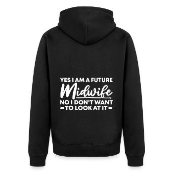 Midwife ObstetricIan - Unisex Premium Organic Zip Hoodie - black - Back - Nico (187cm)