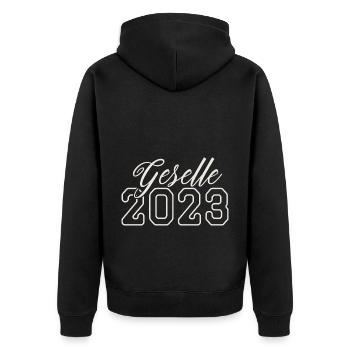 Geselle 2023 Gesellenprüfung - Unisex Premium Bio Zip Hoodie - Schwarz - Hinten - Nico (187cm)