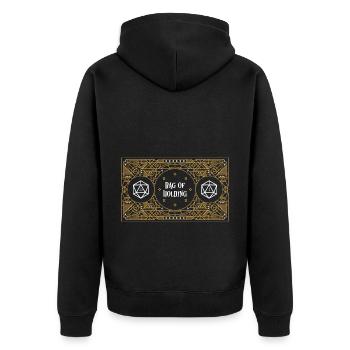 Bag of Holding Dice Container D20 Master Tabletop - Unisex Premium Organic Zip Hoodie - black - Back - Nico (187cm)