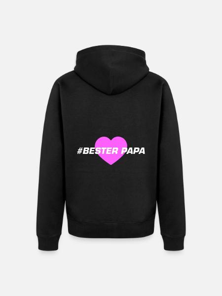 Bester Papa Herz Liebe - Unisex Premium Bio Zip Hoodie - Schwarz