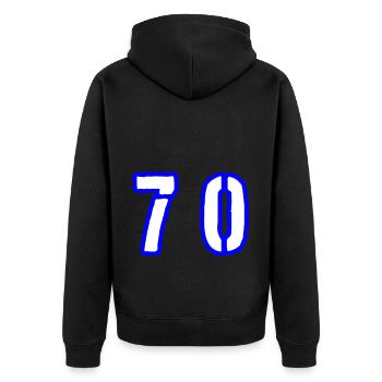 70 Zahl Symbol - Unisex Premium Bio Zip Hoodie - Schwarz - Hinten - Nico (187cm)