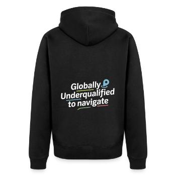 Globally Underqualified Navigation GIS Humor - Unisex Premium Organic Zip Hoodie - black - Back - Nico (187cm)
