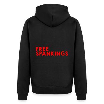 Free Spankings 4 - Unisex Premium Bio Zip Hoodie - Schwarz - Hinten - Nico (187cm)