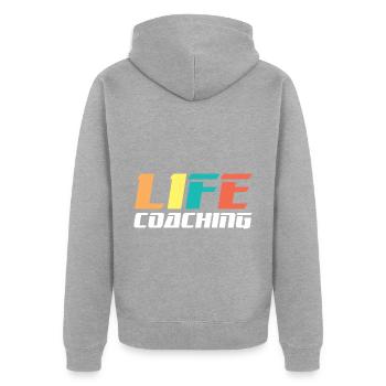 Life Coaching Mentor Trainer Coach Influencer - Unisex Premium Organic Zip Hoodie - heather grey - Back - Nico (187cm)