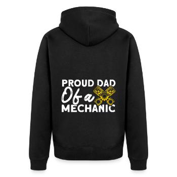 Fier Papa Père Mécanicien Père Famille - Veste à capuche bio Premium Unisexe - noir - Dos - Nico (187cm)