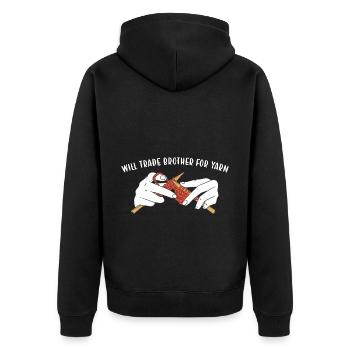 Will Trade Brother For Yarn Knitting - Unisex Premium Organic Zip Hoodie - black - Back - Nico (187cm)