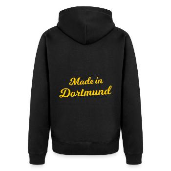 Nur echt aus Dortmund - Unisex Premium Bio Zip Hoodie - Schwarz - Hinten - Nico (187cm)