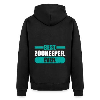 Zoowärter - Unisex Premium Bio Zip Hoodie - Schwarz - Hinten - Nico (187cm)