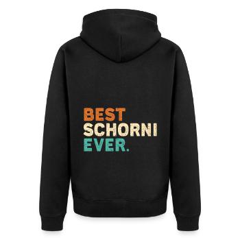 Schorni Schornsteinfeger Lustige Sprüche Geschenk - Unisex Premium Bio Zip Hoodie - Schwarz - Hinten - Nico (187cm)