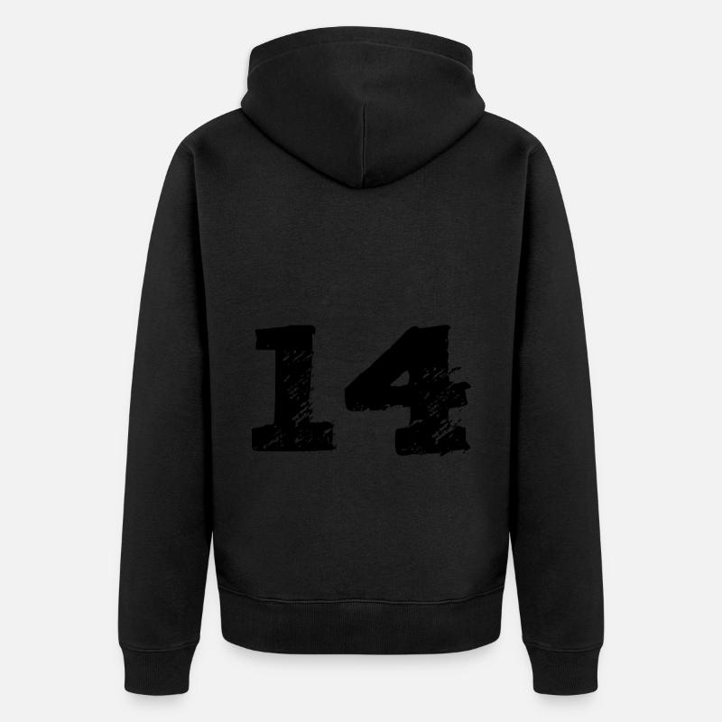Maillot 14 Numéro - Veste à capuche bio Premium Unisexe - noir