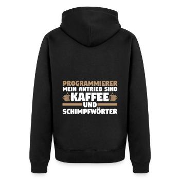 Programmieren Entwickler Coder Kaffee Programmiere - Unisex Premium Bio Zip Hoodie - Schwarz - Hinten - Nico (187cm)