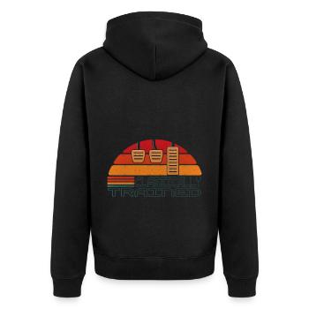 Manuelle Gangschaltung Knüppelschaltung - Unisex Premium Bio Zip Hoodie - Schwarz - Hinten - Nico (187cm)