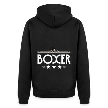 Boxer Boxen Sport - Unisex Premium Bio Zip Hoodie - Schwarz - Hinten - Nico (187cm)