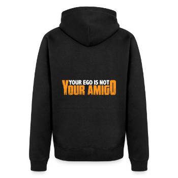 Your Ego Is Not Your Amigo 23 - Unisex Premium Bio Zip Hoodie - Schwarz - Hinten - Nico (187cm)