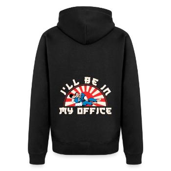 Brazilian Jiu Jitsu MMA Bjj Hugger - Unisex Premium Bio Zip Hoodie - Schwarz - Hinten - Nico (187cm)