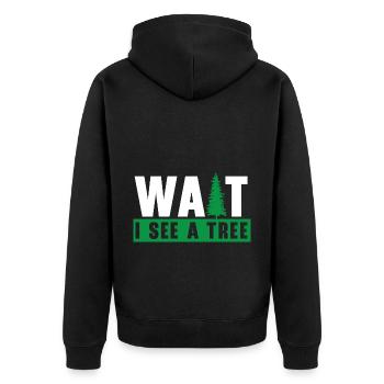 Warte ich sehe einen Baum Holzarbeiter Arborist - Unisex Premium Bio Zip Hoodie - Schwarz - Hinten - Nico (187cm)