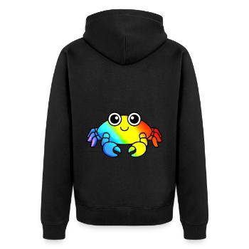 Krabbe Comic Tier - Unisex Premium Bio Zip Hoodie - Schwarz - Hinten - Nico (187cm)