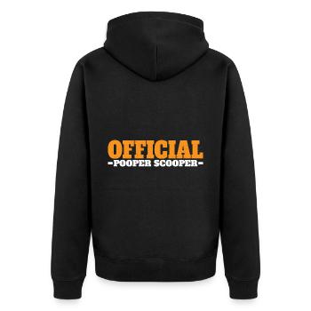 Official Pooper Scooper 33 - Unisex Premium Bio Zip Hoodie - Schwarz - Hinten - Nico (187cm)