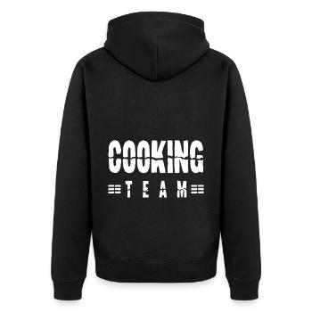 Cooking Team - Unisex Premium Organic Zip Hoodie - black - Back - Nico (187cm)