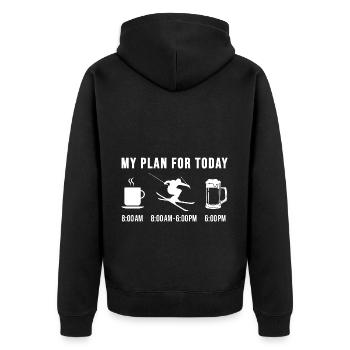 Skifahrer Skigebiet Skiurlaub Skifahrer Geschenke - Unisex Premium Bio Zip Hoodie - Schwarz - Hinten - Nico (187cm)