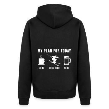 Skifahren Skifahrer Skiparty Ski Geschenke - Unisex Premium Bio Zip Hoodie - Schwarz - Hinten - Nico (187cm)