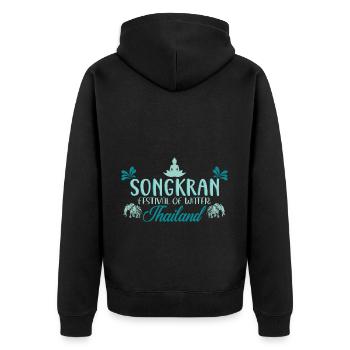 SongKran Festival of Water Thailand - Unisex Premium Organic Zip Hoodie - black - Back - Nico (187cm)