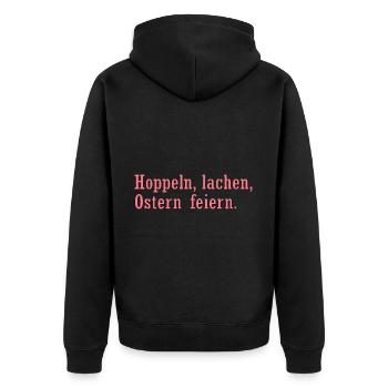 Hoppeln, Lachen, Ostern Feiern - Unisex Premium Bio Zip Hoodie - Schwarz - Hinten - Nico (187cm)