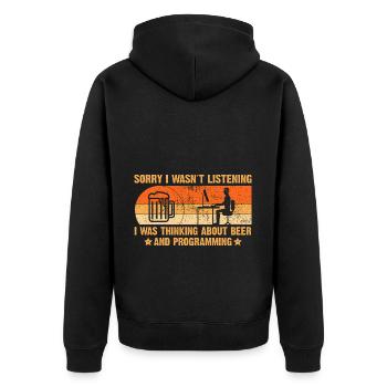 Programmierer Entwickler Programmierer Programmieren IT Computer - Unisex Premium Bio Zip Hoodie - Schwarz - Hinten - Nico (187cm)