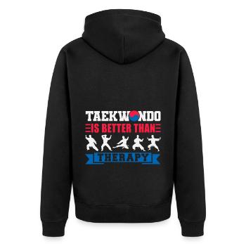 TKD Korean Martial Arts Tae Kwon - Unisex Premium Bio Zip Hoodie - Schwarz - Hinten - Nico (187cm)