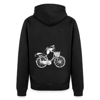 Retro Squirrel Bike Ride Rodent - Unisex Premium Organic Zip Hoodie - black - Back - Nico (187cm)