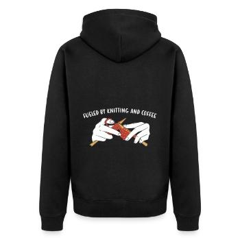Fueled By Knitting And Coffee Knitting - Unisex Premium Organic Zip Hoodie - black - Back - Nico (187cm)